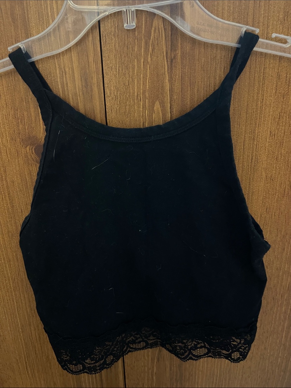 Black Lace-Hem Women's Tank Top